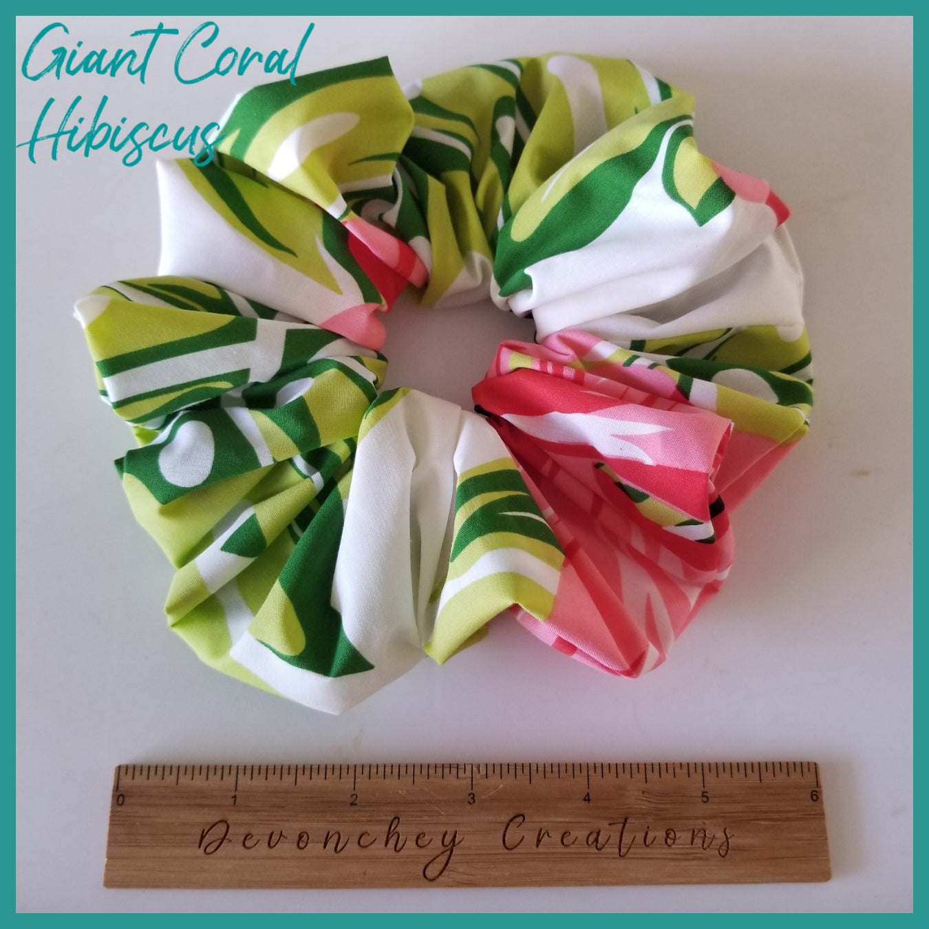 Giant Hawaiian Scrunchie, Coral Hibiscus XL Scrunchie