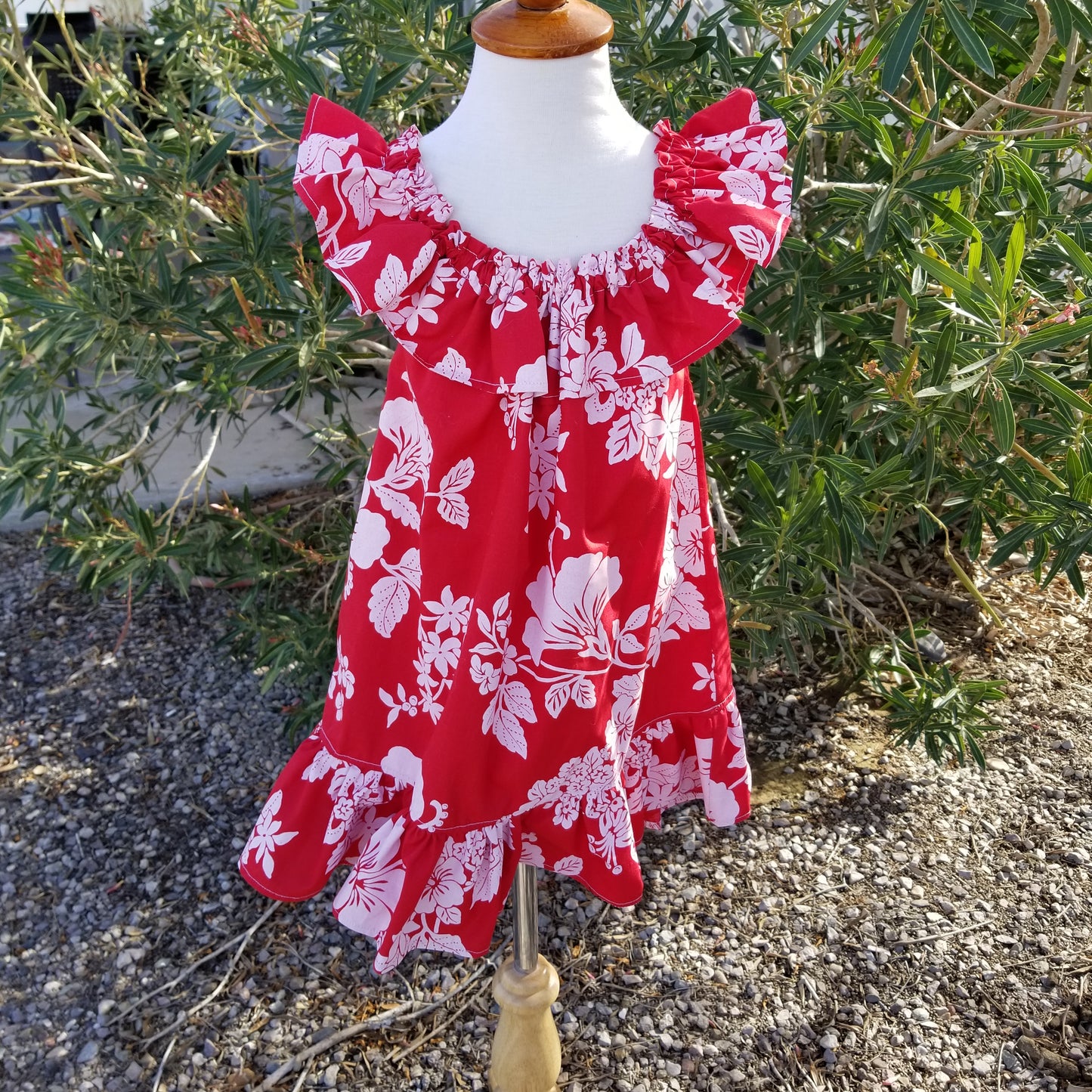 Hawaiian Dress With Ruffles For Girls and Toddlers, Customizable Length