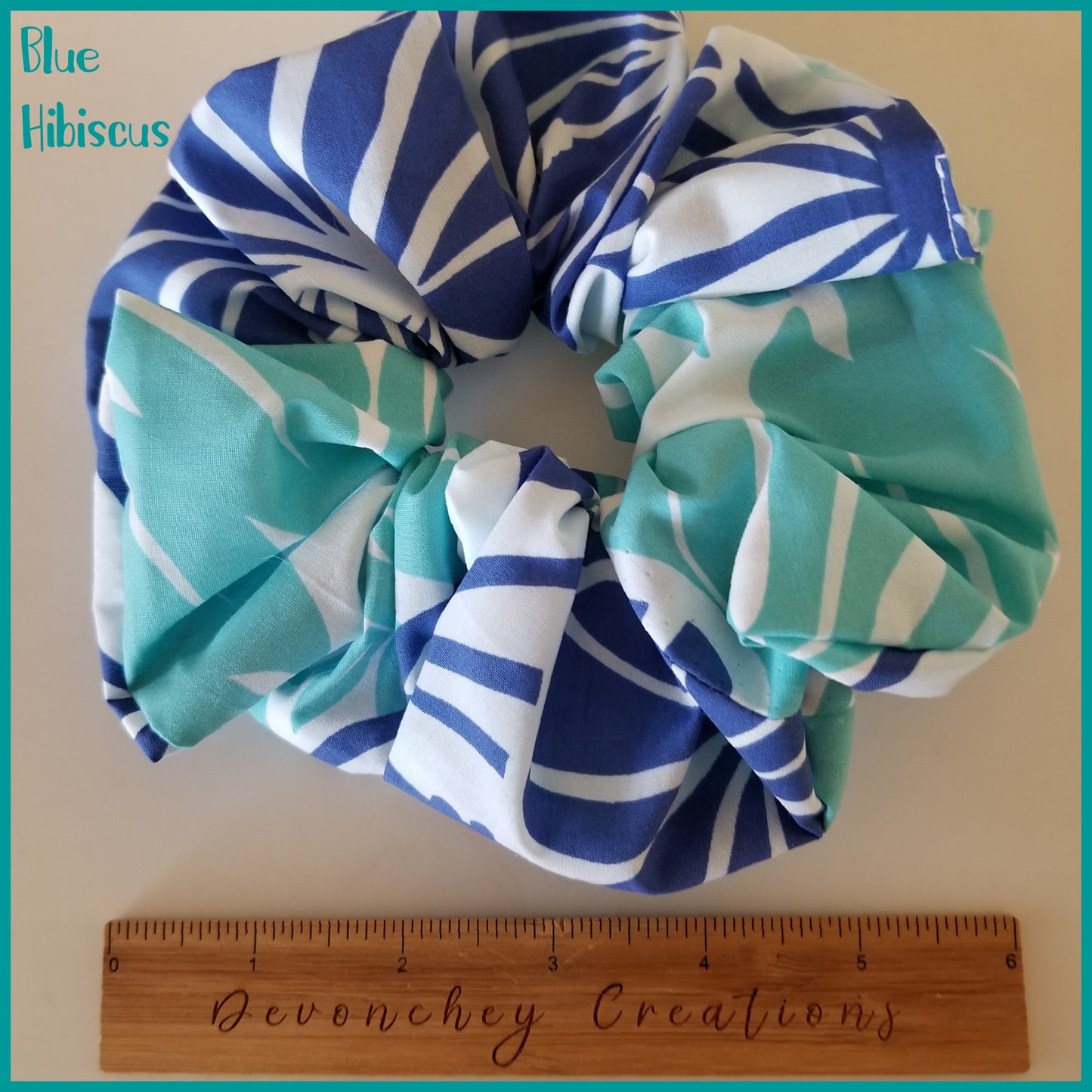Giant Hawaiian Scrunchie, Blue Hibiscus XL Scrunchie