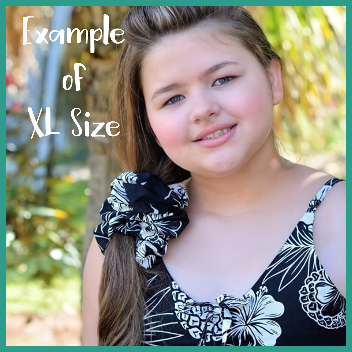 Giant Hawaiian Scrunchie, Teal & White Floral XL Scrunchie