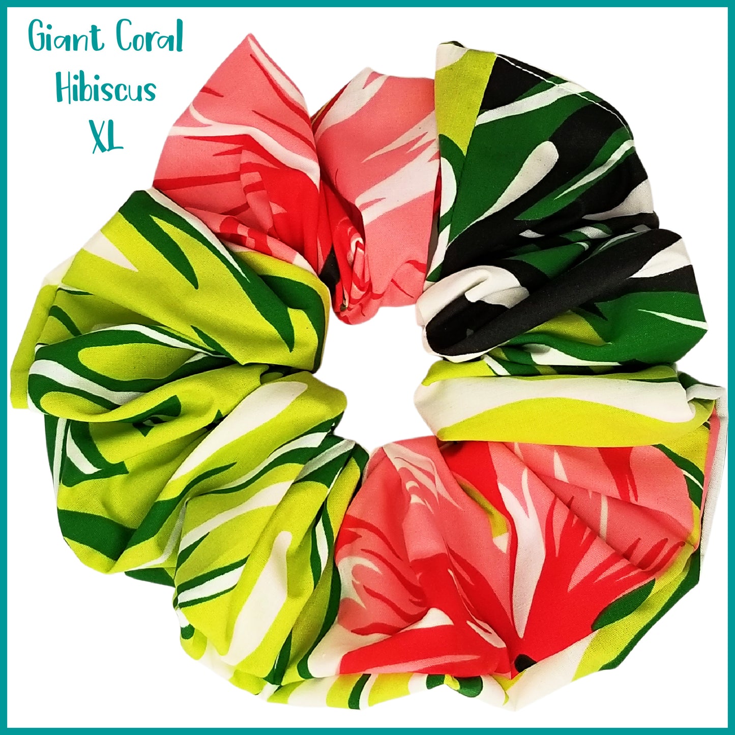 Giant Hawaiian Scrunchie, Coral Hibiscus XL Scrunchie