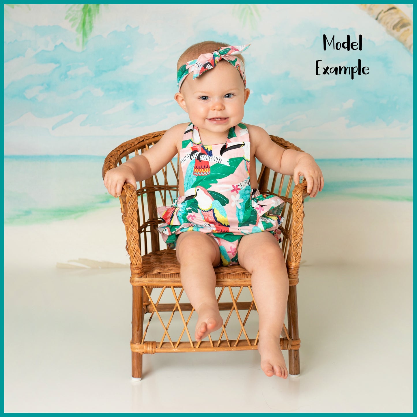 Hawaiian-Style Baby Romper With Butt Ruffles For Babies and Toddlers, Black Floral Minnie Fabric