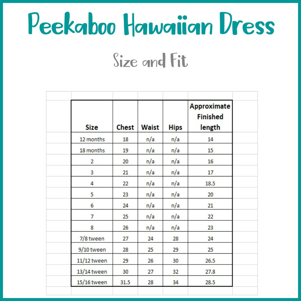 Hawaiian Dress with Peekaboo Skirt and Tie Back For Girls and Toddlers