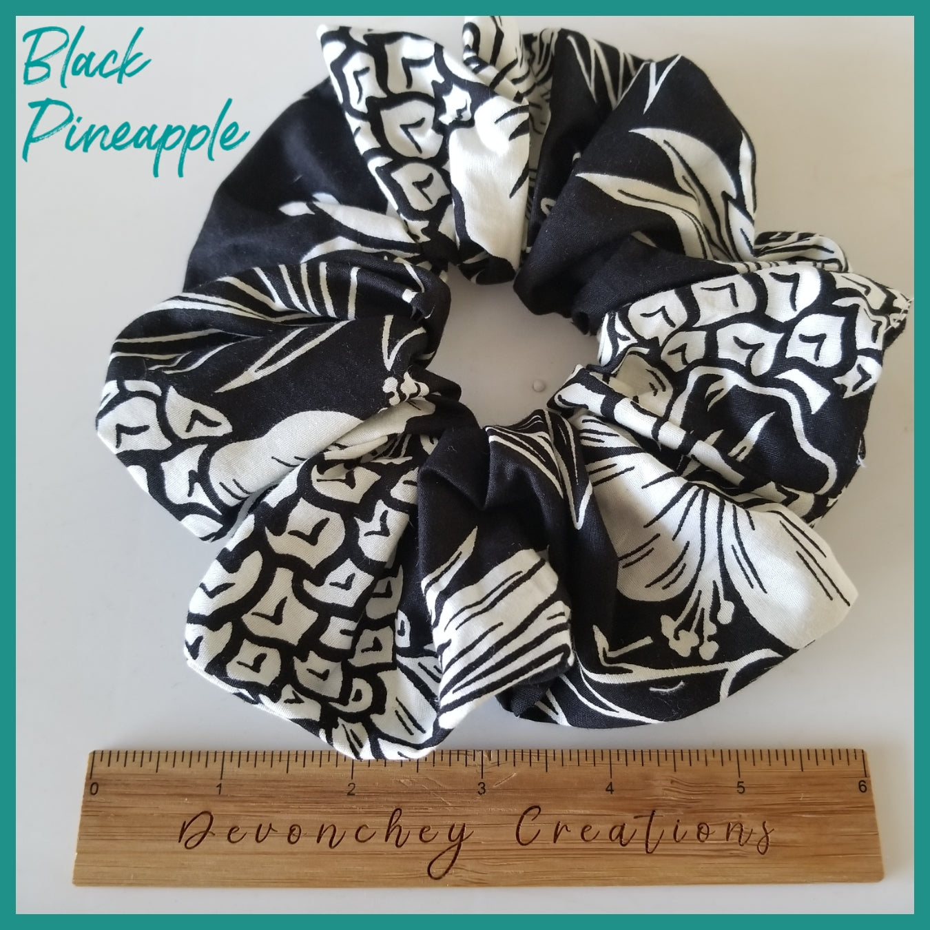 Giant Hawaiian Scrunchie, Black Pineapple  XL Scrunchie