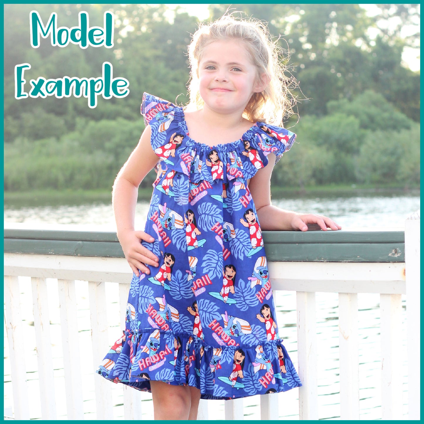 Hawaiian Dress With Ruffles For Girls and Toddlers, Customizable Length