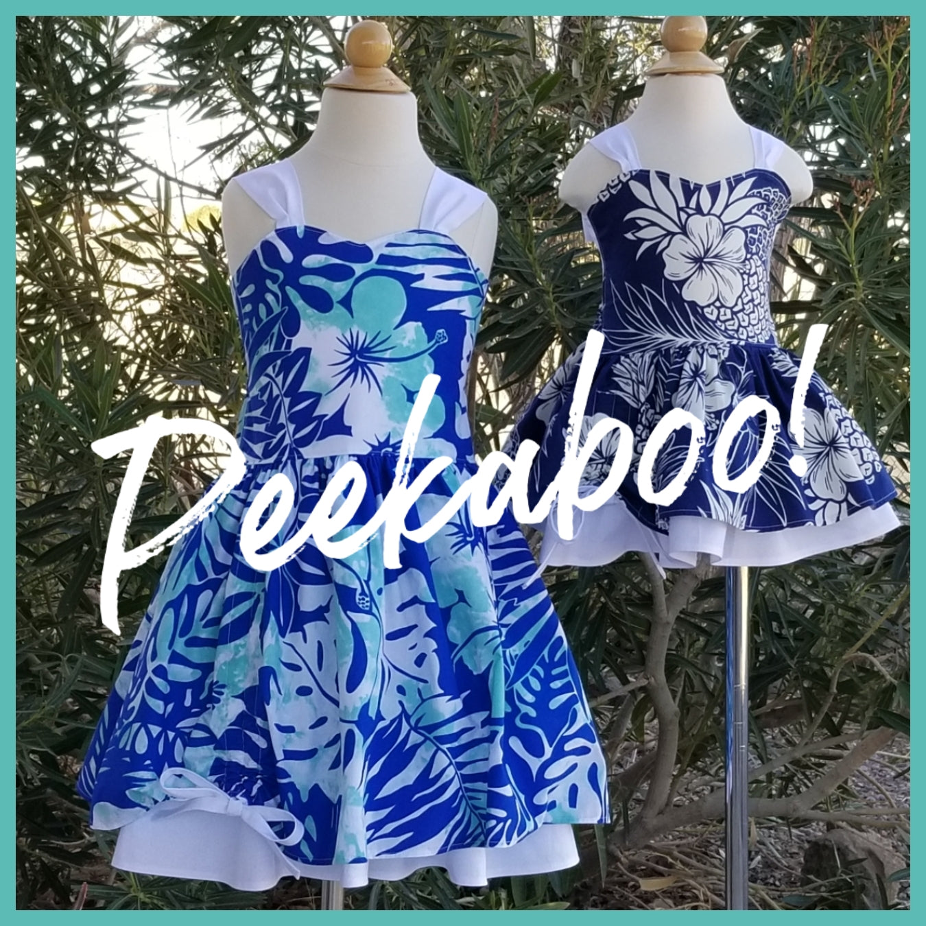 Hawaiian Dress with Peekaboo Skirt and Tie Back For Girls and Toddlers